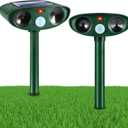 2 Pack Solar Ultrasonic Animal Repeller Outdoor Deer Repellent Devices Waterproof Motion Activated Animal Deterrent Device to Scare Cat Dog Squirrel Rabbit Raccoon Skunk out of Yard Garden Lawn, Green