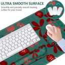 Large Mouse Pad with Wrist Support 4 in1 Set, XXL Big Game Mousepad + Keyboard Wrist Rest+Mouse Wrist Rest+Coaster Ergonomic Design Gaming Mat for Home Office Table Computer I Green Flowers