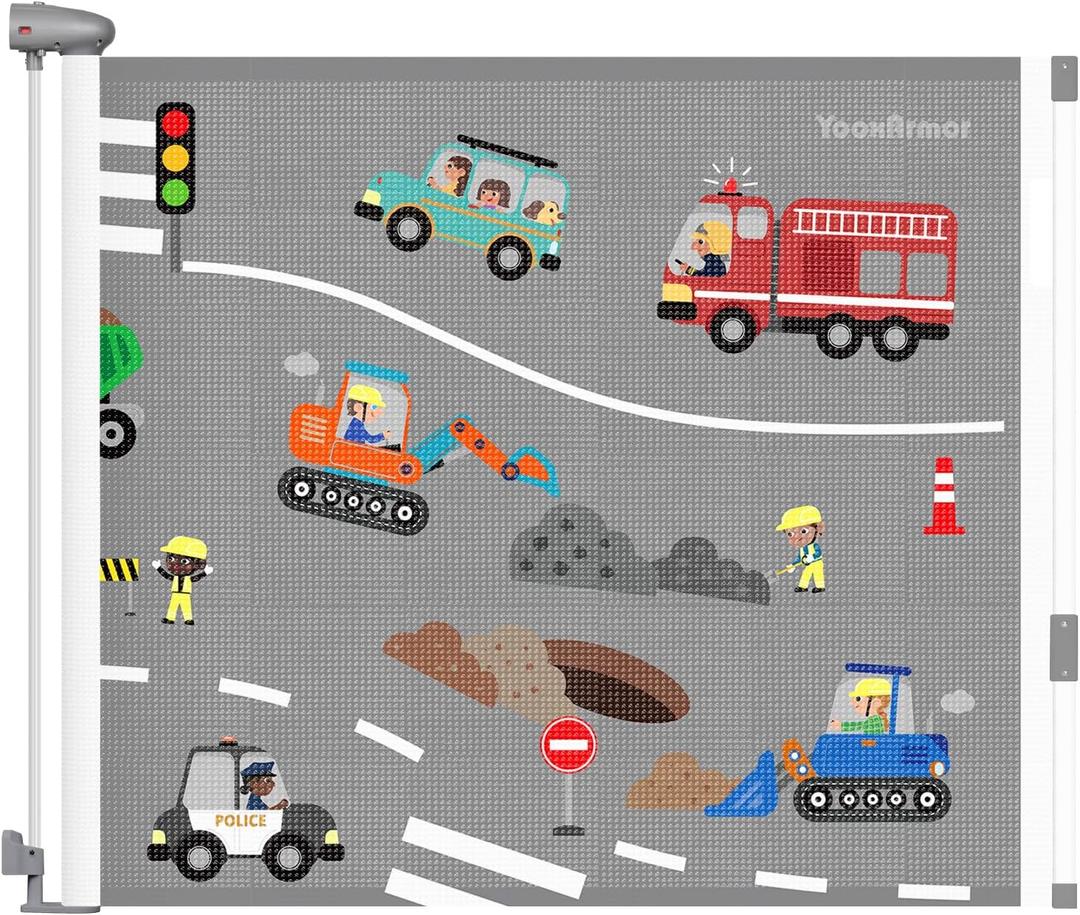 YooxArmor Retractable Baby & Dog Gate | 34" Tall | Extends to 71" Wide | Safety Mesh Gate for Stairs, Indoor/Outdoor, Doorways & Hallways