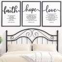 3D Wood Faith Hope Love Wall Decor, Christian Wall Art Bible Verses Wall Decor Scripture Wall Art for Bedroom Bathroom Kitchen Living Room Office(12x16 inches, Set of 3, Framed)