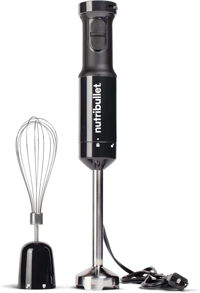 nutribullet NBI50100 Immersion Blender Arm & Whisk Attachment, For Smoothies, Soups & Dips, 350 Watt, Charcoal Black,2" L X 2" W X 16" H