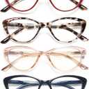 EYEURL 4-Pack Cat Eye Reading Glasses for Women- Blue Light Blocking Readers with Spring Hinges,Anti-Glare/UV Rays Reading Glasses,1.5