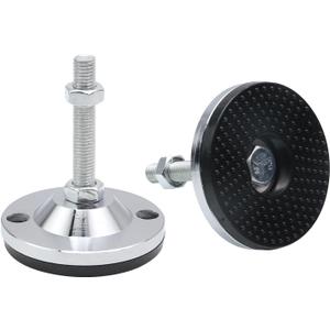 Mcredy Leveling Feet M14 Thread Adjustable Feet Levelers Carbon Steel Black Silver 1100LB Capacity Leveling Feet Heavy Duty D100xM14x100 Pack of 2