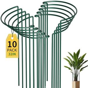 TCBWFY 14" Dx32 H Plant Supports Stakes for Large Heavy Plants,10Pack Peony Supports,Heavy Duty 5mm Wire Peony Cages,Interlock Garden Supports Ring Border Support,Plant Support Cage for Rose Flower