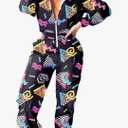 EOSIEDUR Women's Pullover Hoodies Jumpsuit Zipper Jacket Windbreaker Elastic Waistband Pants One Piece Outfits Tracksuit Set, L