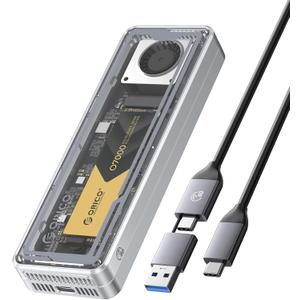 ORICO 40Gbps M.2 NVMe SSD Enclosure with Cooling Fan, Tool-Free Installation Aluminum Crystal NVMe Case, Support 2280 M2 Solid State Drive, Compatible with Thunderbolt 3/4 USB4/3.2/3.1/3.0