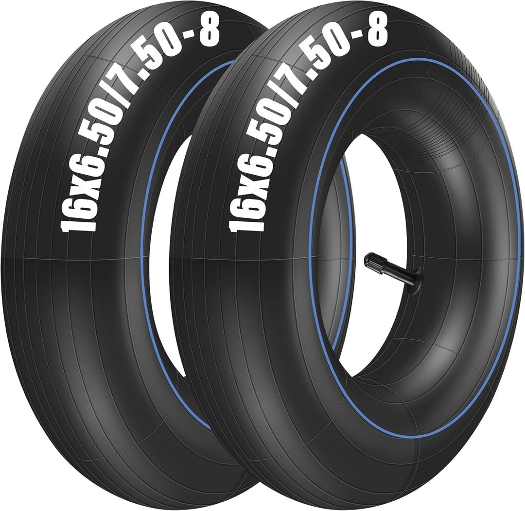 LotFancy 2 Pack 16X6.50-8, 16X7.50-8 Inner Tube for Snow Blower, Lawn Mower, ATV, Farm Tractor, Wheelbarrow, Trailer Implement, Heavy-Duty Replacement Inner Tube with TR-13 Straight Stem Valve