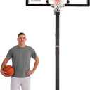Silverback Height Adjustable In-Ground Basketball Hoop with Tempered Glass Backboard, Pro-Style Breakaway Rim & Backboard Pad (54 inch clear)