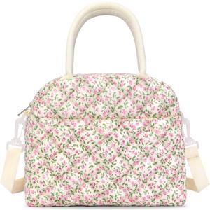 2 x SEEGU Lunch Box for Women, Cute Pink Floral Insulated Cooler Lunch Bag