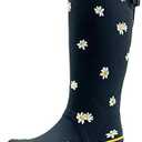 Rongee Rain Boots for Women Waterproof Garden Outdoor Mud Boots Printed with Adjustable Buckle, Size 10