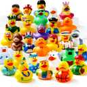 JOYIN 30 Pcs Rubber Ducks, Random Assortment Ducks Bulk with Mesh Carry Bag, Mini Rubber Duckies for Baby Bath Toys, Kids Toddler Summer Pool Toys Birthday Gifts Party Favors