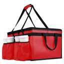 Insulated Food Delivery Bag with Cup Holders/Drink Carriers Premium XXL, Great for Beverages, Grocery, Pizza, Commercial Quality Hot and Cold Catering Bag for doordash 22x14x13 hot Boxes (22W x 12H x 14D, Red)