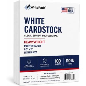 Kaisa White Cardstock 8.5 x 11”, 110LB/199GSM Heavyweight Card Stock, 100 Sheets, Thick Cardstock Printer Paper for Copy, Printing, Art Projects, Invitations, Made In USA (100, White-100)