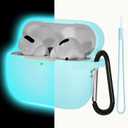 Lerobo for Airpods Pro 2nd Generation Case 2022, Night Glow Protective Cover Silicone Skin Case Compatible with Apple Airpods Pro 2 with Keychain/Lanyard Accessories,Front LED Visible (Nightglow Blue)