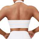 SUUKSESS Women Seamless Halter Sports Bra Open Back Padded Workout Crop Tank Tops Size S