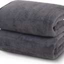 TENSTARS Silk Hemming Bath Towels for Bathroom Clearance - 27 x 55 inches - Light Thin Quick Drying - Soft Microfiber Absorbent Towel for Fitness, Sports, Yoga, Travel, Gym - 2 Pack, Dark Grey