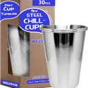 20oz 30PCS Stainless Steel Pint Cup,Pint Tumbler,Reusable metal Cups,Stainless Steel Water Tumbler,BPA Free,Stackble,Durable,Unbreakable Metal Drinking Glasses for Bar,Banquet Mugs (30, 20OZ)