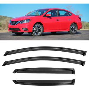 YQAUTEC Window Visors Rain Guards Shield for 2013-2019 Nissan Sentra, Window Wind Deflectors Vent Shades for 13-19 Sentra (Y284NS)