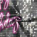 7x5 FT Happy Birthday Backdrop Girls Women Party Pink and Silver Birthday Decorations Pink Happy Banner Shining Shimmer Wall Background Photo Studio Props (Not Real Glitter)