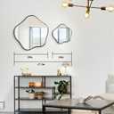 Irregular Round Mirror, 16" Scalloped Mirror for Over Sink, Asymmetrical Wall Mirrors Decorative, Modern Wavy Circle Mirrors for Living Room Bathroom Bedroom Hallway Entryway Fireplace