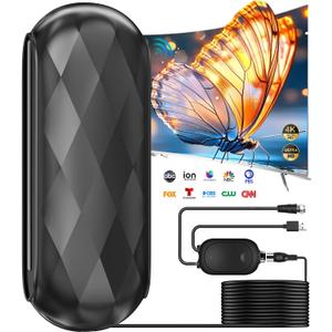 2900+ Miles Long Range TV Antenna,Digital Antenna Smart Tv Indoor Outdoor with Strongest Amplifier Signal Booster, HDTV Antennas For Local Channel No Cable Bills-Support 8K 4K 1080p Old TVs-38ft Cable (black)