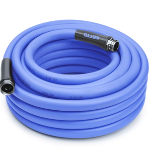 Kotto Heavy Duty 100ft Garden Hose, 5/8" All-Weather Water Hose with Crush-Resistant Brass Fittings, 600 PSI Burst Proof, Kink & Leak Resistant, Blue