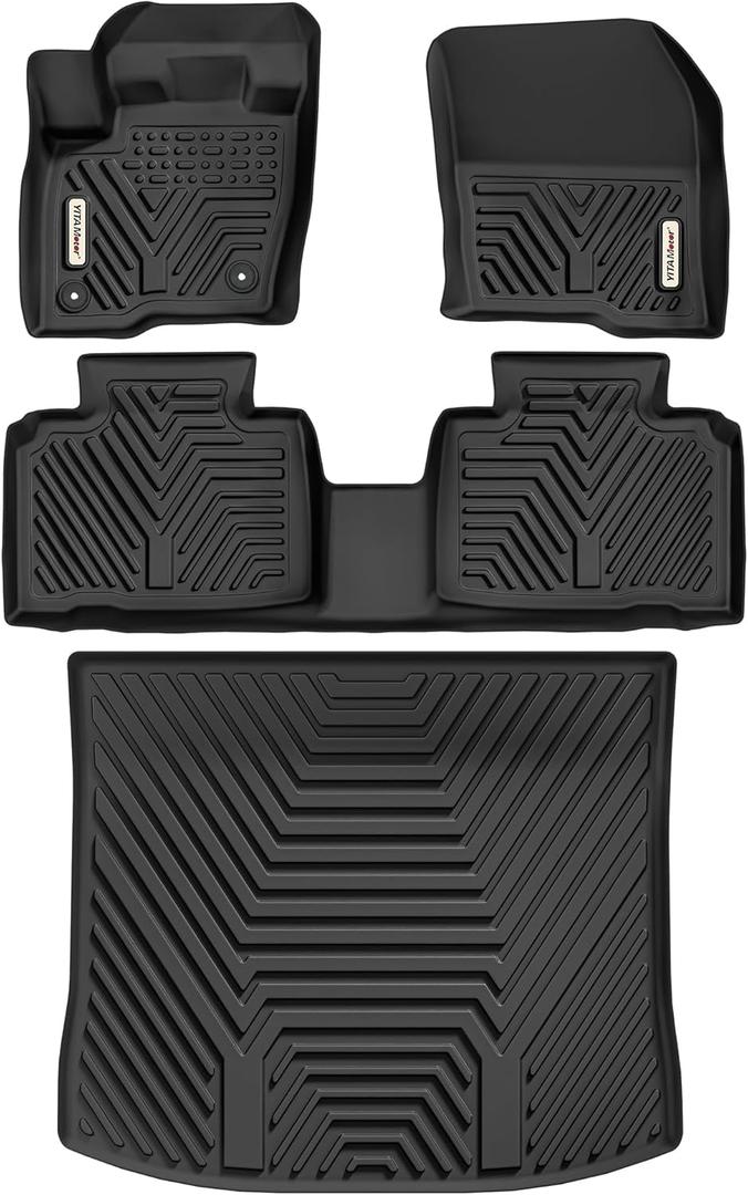 YITAMOTOR Floor Mats Fit for 2015-2025 2026 Ford Edge, All Weather TPE Car Mats Protection, Custom Fit Ford Edge SE/ST/Titanium/Sport/SEL Accessories, 1st & 2nd Row Floor Liner & Trunk Mats, Black