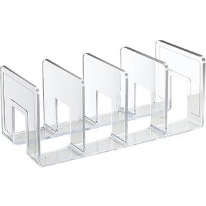 SAYEEC Acrylic File Holder, Clear File Sorter Desk File Organizer, Sturdy Desktop File Folder Organizer Rack for Envelopes Mail Letter Paper Notebook Electronics Office Supplies (4 Sections, 1 Pack)