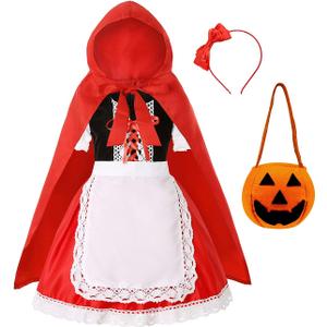 Little Red Riding Hood Costume for Girls Halloween Costume Party Dress 3-10 Years