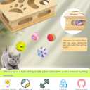 Interactive Wooden Cat Puzzle Toy Box Indoor Hunting Play Toy to Stimulate Your Cats Energy and Instincts (Burlywood)