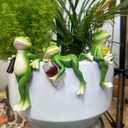 Cute Hanging Frog Garden Ornament  Relaxing Frogs Sculpture Outdoor Statue for Indoor Plant Pots or Garden Decoration,Outdoor Yard or Patio Decor.
