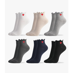 kikiya socks Women Ankle | 4-6 Pairs Heart Design Cute Animal Graphic Novelty Fruit Print Ladies Girls Cotton Socks | US 6-8