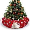 Cat Tunnel Bed 3ft x 3ft x 9.8 in Under Christmas Tree Cat Circle Tunnel Decorative Xmas Folded Cave for Small Animals Kitten Kitty Red Christmas Festive Felines Pet Gifts