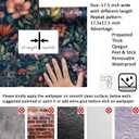 Livelynine Flower Wallpaper Dark Blue Vintage Floral Peel and Stick Wall Paper Colorful Boho Pink Green Red Bright Colors Removable Navy Floral Contact Paper for Cabinets Self Adhesive 17.5x78.8