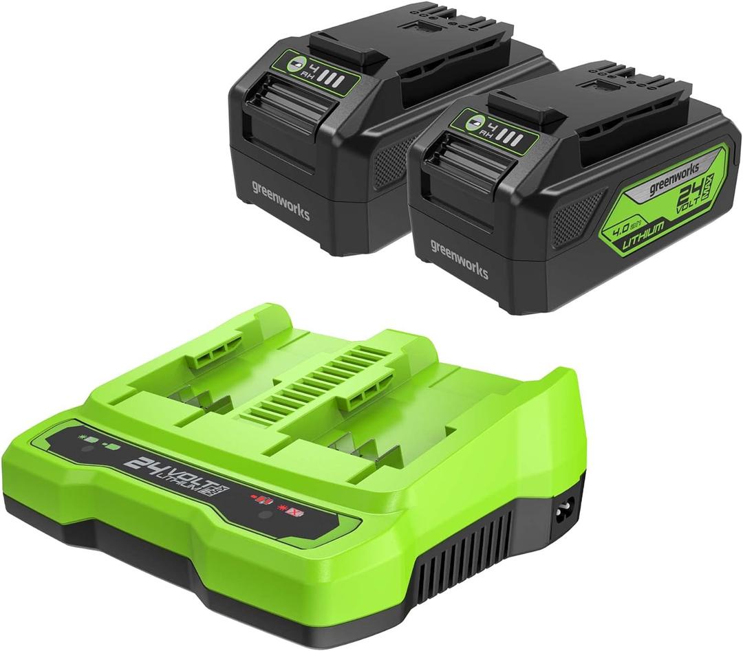 Greenworks 24V 4.0Ah USB Battery (2-Pack) Starter Kit + Dual Port Rapid Charger (Genuine Greenworks Parts)