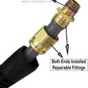 YOTOO Polyurethane Recoil Air Hose 3/8" Inner Diameter by 50' Long with Bend Restrictor, Repairable 1/4" Industrial Quick Coupler and Plug, Gray