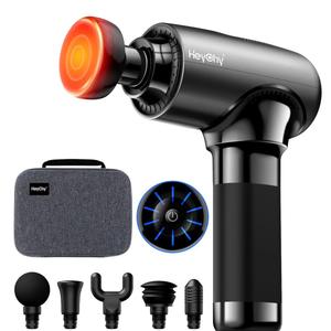 Massage Gun Deep Tissue with Heat Head, Handheld Muscle Back Massager with Carry Case, Portable Percussion Massager Gun with 6 Replacements for Athletes Pain Relief