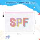 SOIDRAM 4PCS Beach Makeup Bags SPF Cosmetic Bags for Women Girls Summer Varsity Zipper Pouch Clear Waterproof Beach Toiletry Organizer Trendy PVC Makeup Bag for Travel Sandproof Essential