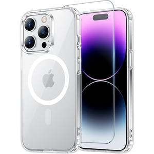 Temdan for iPhone 14 Pro Max Case Clear, [Compatible with Magsafe][Anti-Yellowing][Military-Grade Protection] Shockproof Slim Magnetic Phone Case Cover, Transparent