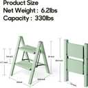 HillhutApex 2 Step Ladder, Lightweight Portable 2 Step Stool with Anti-Slip Wide Pedal, 330lbs Capacity Aluminum Ladder for Household,Office,Library(Pale Green)