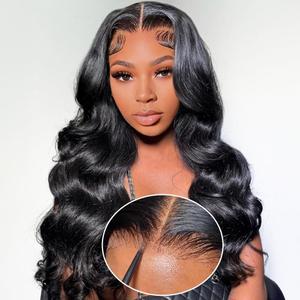 Flady Glueless Wigs Human Hair Pre Plucked Pre Cut Body Wave HD Lace Front Wigs Human Hair 200 Density 7x5 Ready To Go HD Frontal Wig for Black Women Size: 22 Inch
