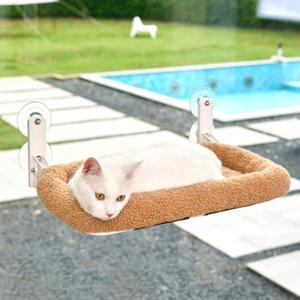 Zakkart Foldable Cat Hammock for Window - Cordless, Embedded Machine Washable Bed, Robust Metal Frame - Cat Window Perch for Large Cats and Kitten (Brown Bolster Bed, Medium)