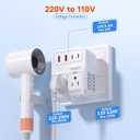 2000W Voltage Converter US to Europe for Hair Dryers, 7-in-1 220V to 110V Converter for European Travel with 3 AC/2 USBA/2 USBC Ports (PD20W), Universal Travel Adapter with Type C G Plug (White)