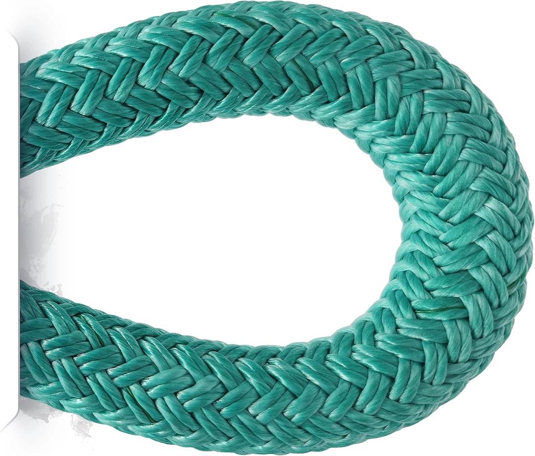 Pelican Rope High Strength Low Stretch Versatile Polyester Double Braid 100% Polyester Core and Cover The Ape Rigging Rope 3/4" x 150 ft. Green
