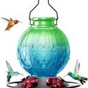 26Oz Hummingbird Feeder for Outdoors, Vintage Glass Bird Feeder with Perch, Durable & Easy to Clean, Hanging Nectar Feeder for Garden, Yard, Deck  Gift for Bird Lovers (Green)