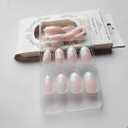 24 Pcs Blue White French Tip Press on Nails Short Fake Nails Press ons Flowers Designs Full Cover Summer Almond Shape Acrylic Nail Kit False Nails Glue Stick on Nails Manicure for Women