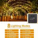 Solar String Lights for Outside, 66FT 200 LED Outdoor Solar Fairy Lights Waterproof 8 Modes, Xmas Tree Light for Patio Garden Party Backyard Wedding Holiday Decor, Warm White