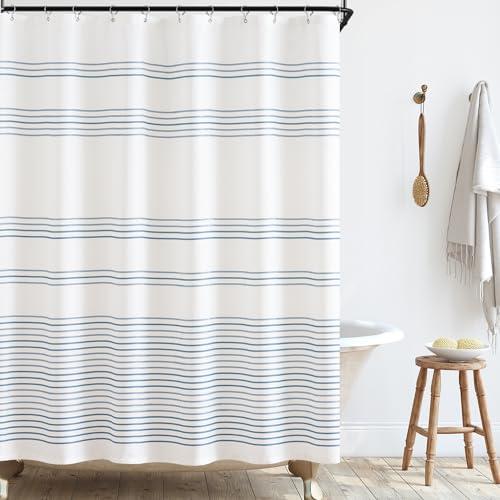 jinchan Blue and White Shower Curtain for Bathroom Modern Farmhouse Striped Waterproof Fabric Shower Curtain Set with 12 Hooks Machine Washable 70x72 Inches