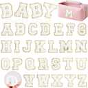Self-Adhesive Chenille Letters Patches, 26PCS White Letter Stickers on Patches Varsity Letter Patches for Clothing Jackets Backpacks Hats Repair Alphabet Embroidered Applique