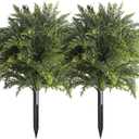 2-Pack Artificial Cedar Topiary Ball Trees 22" Outdoor UV Resistant Faux Cypress Shrubs with Ground Spike, Realistic Evergreen Bushes for Front Porch, Garden, Backyard, and Indoor Decor